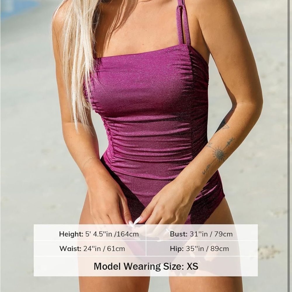 NWT XS Tummy Contouring Shimmery Raspberry One Piece - Picture 5 of 7